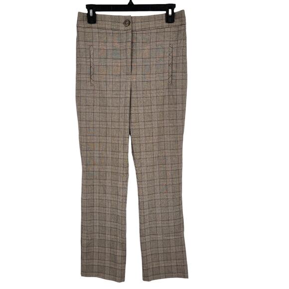 Veronica Beard Pants Arte straight cropped plaid brown size 6 - Picture 2 of 8